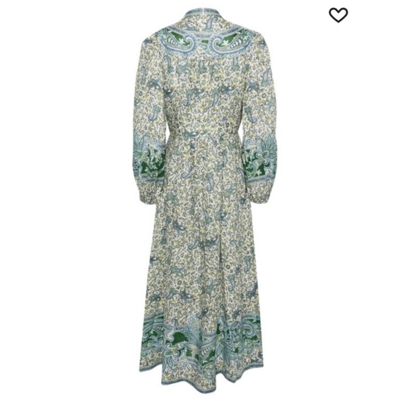 NWT Zimmermann Ottie Plunge Midi Dress in Green Paisley US SZ 6 - Picture 4 of 12